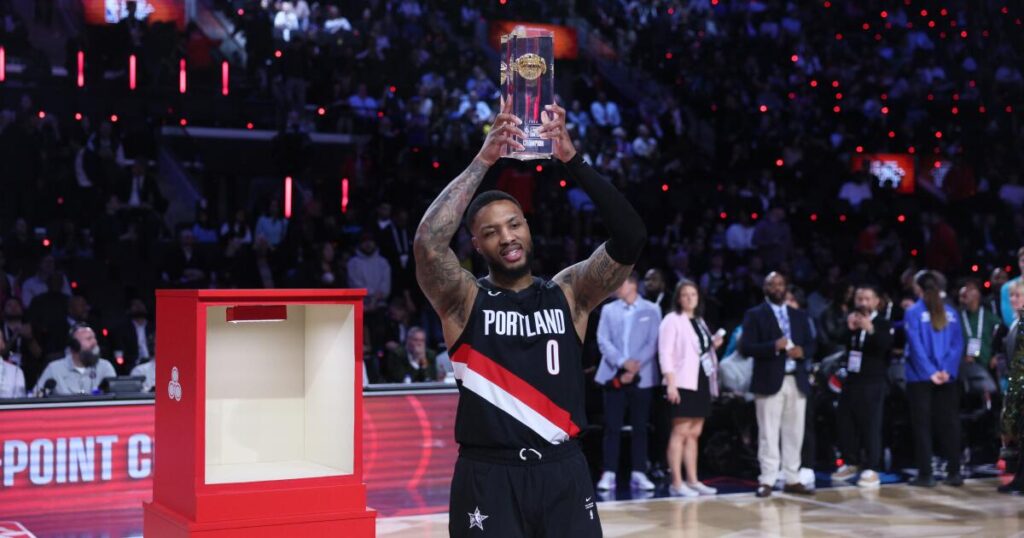 Damian Lillard, not even playing this season, makes history in NBA three-point contest