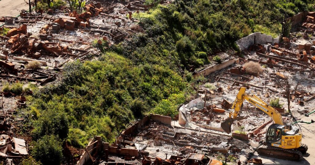 Largest place in Palisades left to clean sees work start at last. But residents aren’t happy