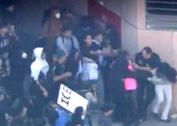 Federal agent injured in clash with protesters in Downtown L.A. during student walkout