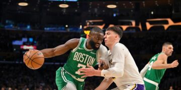 With Pat Riley watching, Lakers lose rivalry game to Celtics
