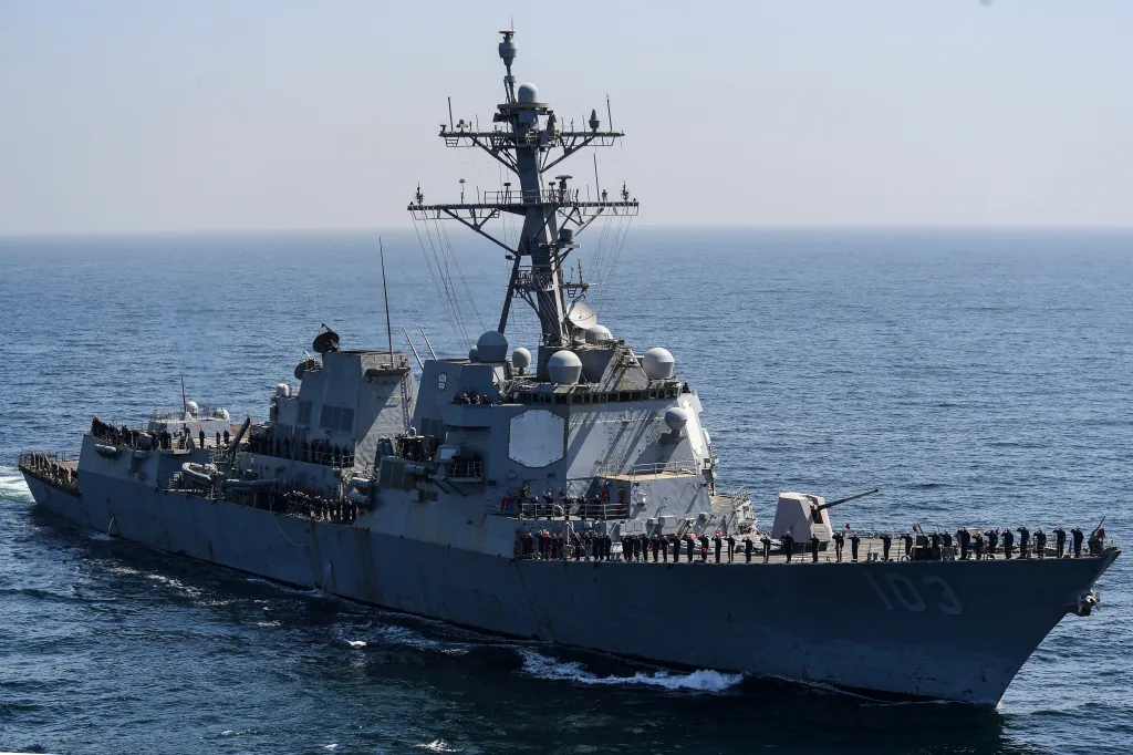 Two US Navy sailors were injured when the USS Truxtun and the Supply-class fast combat support ship USNS Supply collided at sea on Wednesday. 