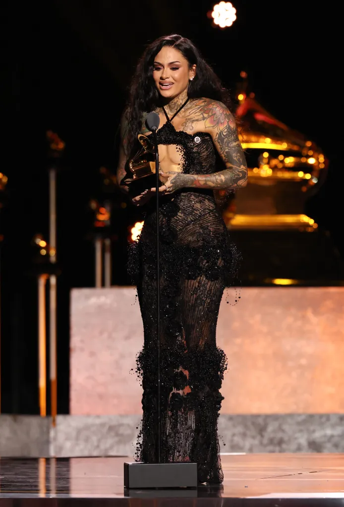 US singer Kehlani accepting the Best R&B Performance award for 