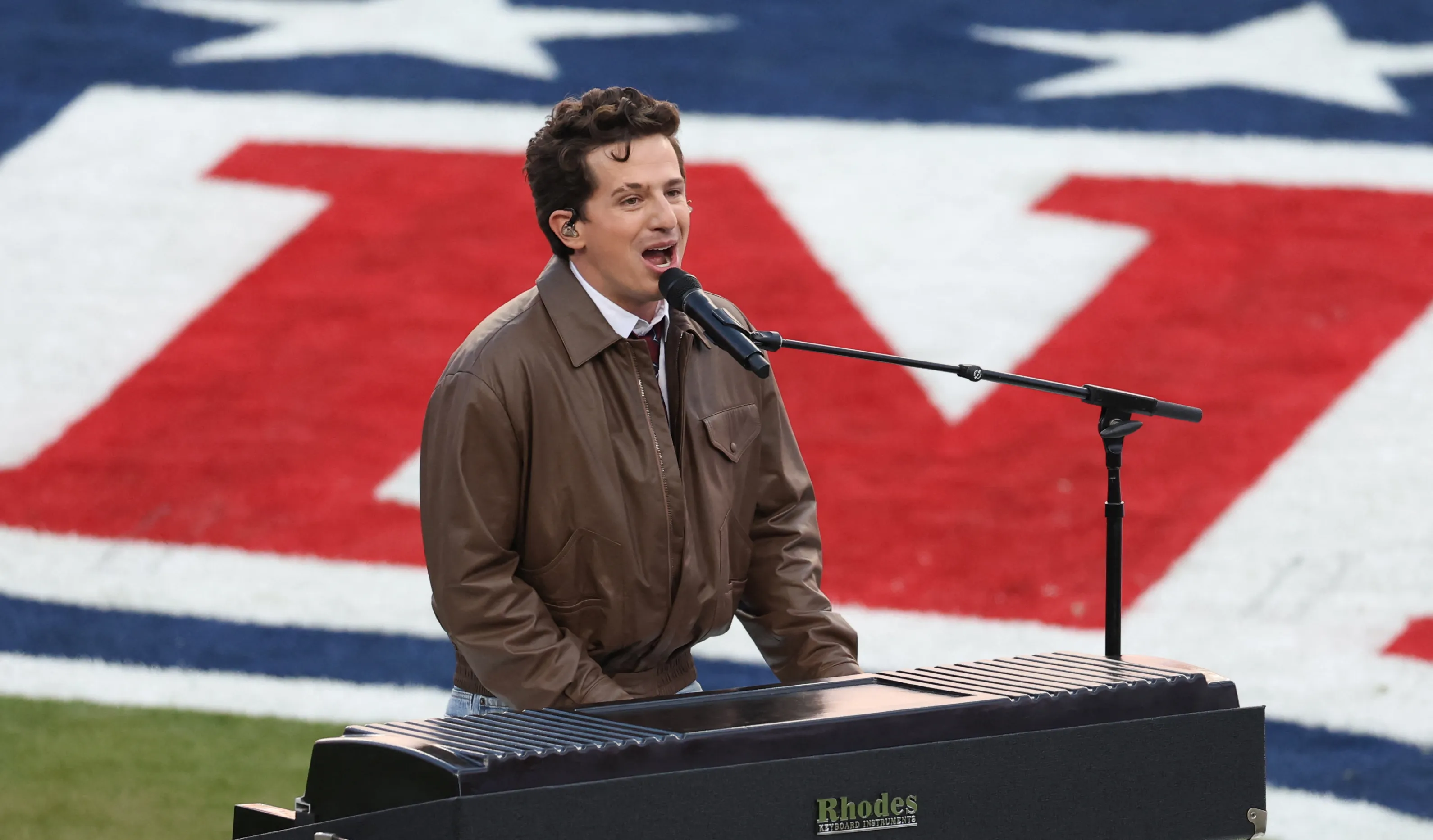 Charlie Puth sang the national anthem at the Super Bowl 2026.