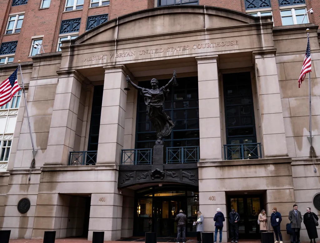 The Albert V Bryan US Courthouse in Alexandria, Virginia.