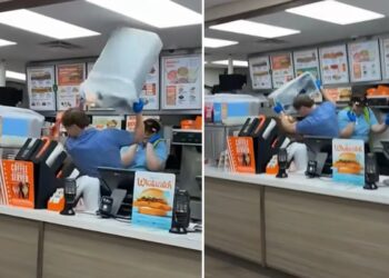 Viral video shows Texas Whataburger workers beat unruly customer with trash can, fry basket after alleged drunken attack