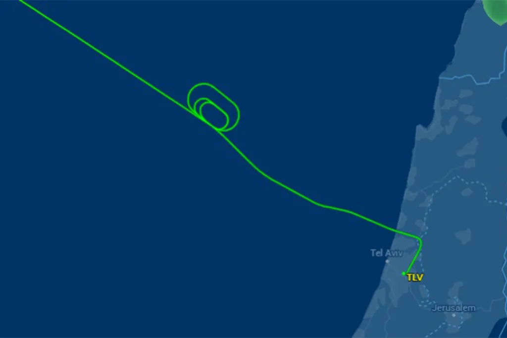 Flight tracker map of Wizz Air flight W95301 showing its path, including a looping pattern, before landing at Ben Gurion Airport (TLV).
