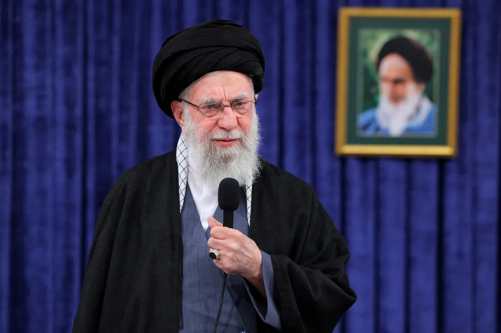 Iran's Supreme Leader Ayatollah Ali Khamenei speaking during a televised message.