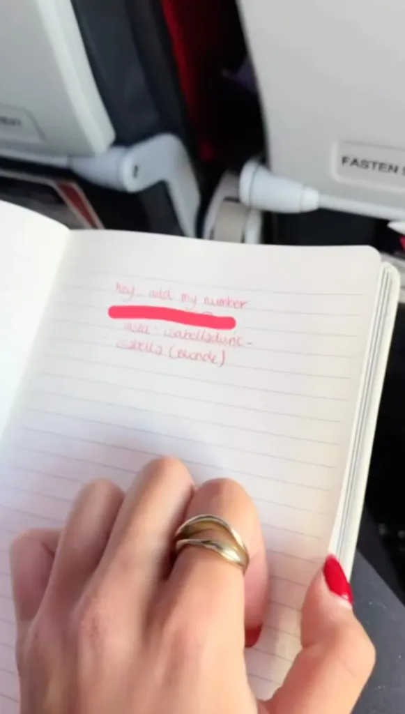 On a piece of paper she wrote her name, number, snapchat and Instagram handle, along with ‘blonde’ in brackets so her crush could identify her.