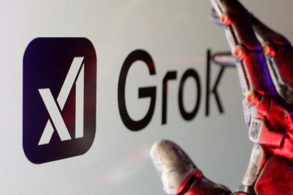 FILE PHOTO: xAI and Grok logos are seen in this illustration created on February 16, 2025. REUTERS/Dado Ruvic/Illustration/File Photo