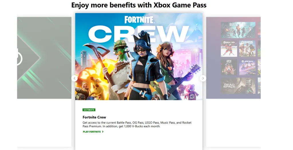 Xbox Game Pass Fortnite Crew