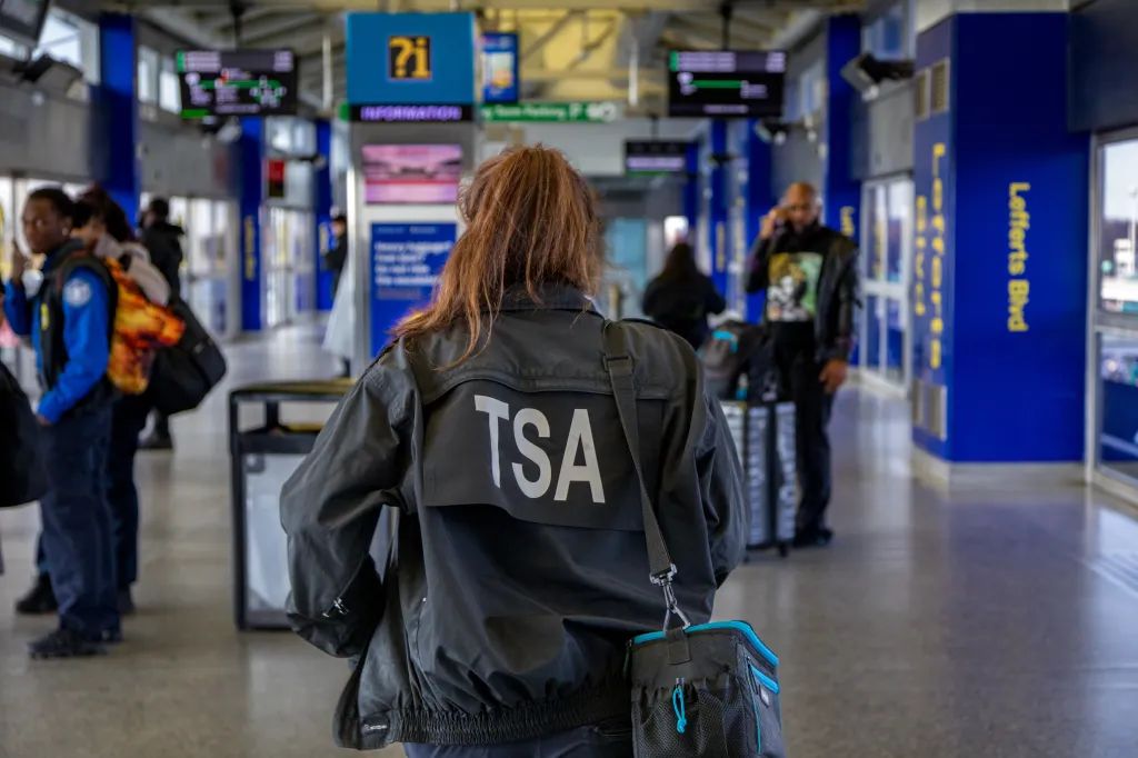 A TSA agent arrives to work at John F. Kennedy Airport (JFK).