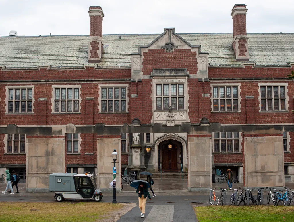 Students walk on campus at Princeton University in New Jersey, on Feb. 4, 2020.