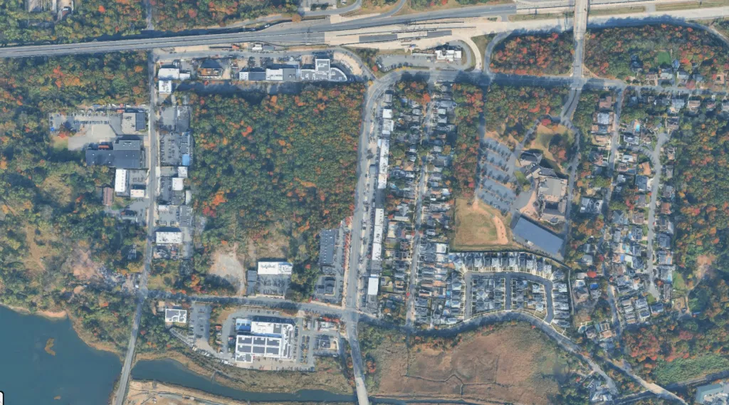 An aerial shot of Staten Island. 