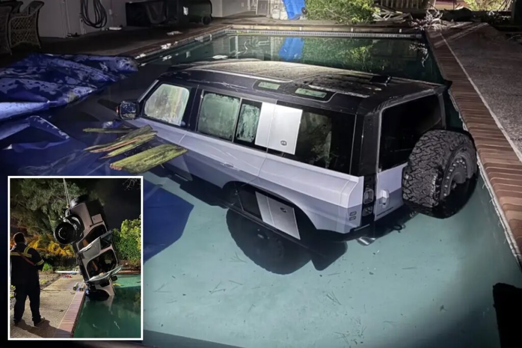 DUI driver crashes $100K Land Rover into backyard swimming pool — see the crazy photos