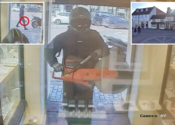 Wild video shows crook using a chainsaw to rob jewelry store
