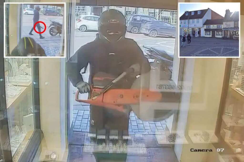 Wild video shows crook using a chainsaw to rob jewelry store