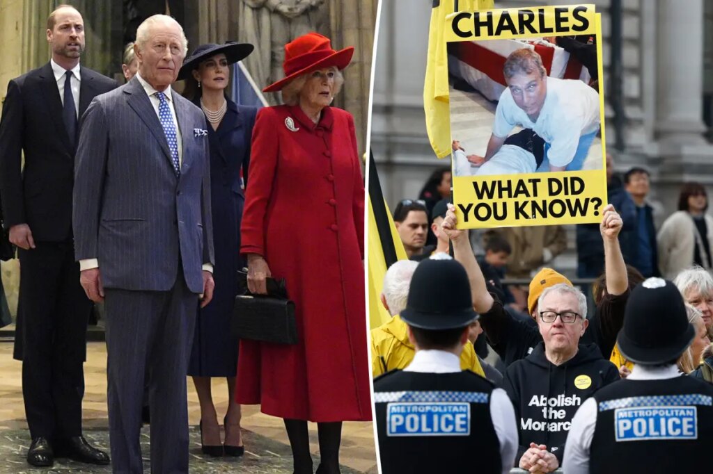 King Charles, Prince William and Kate Middleton heckled by protesters over ties to ex-Prince Andrew: ‘What did you know?’