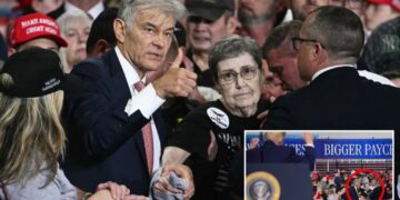 Dr. Oz helps older woman who collapsed during Trump’s speech at Kentucky event