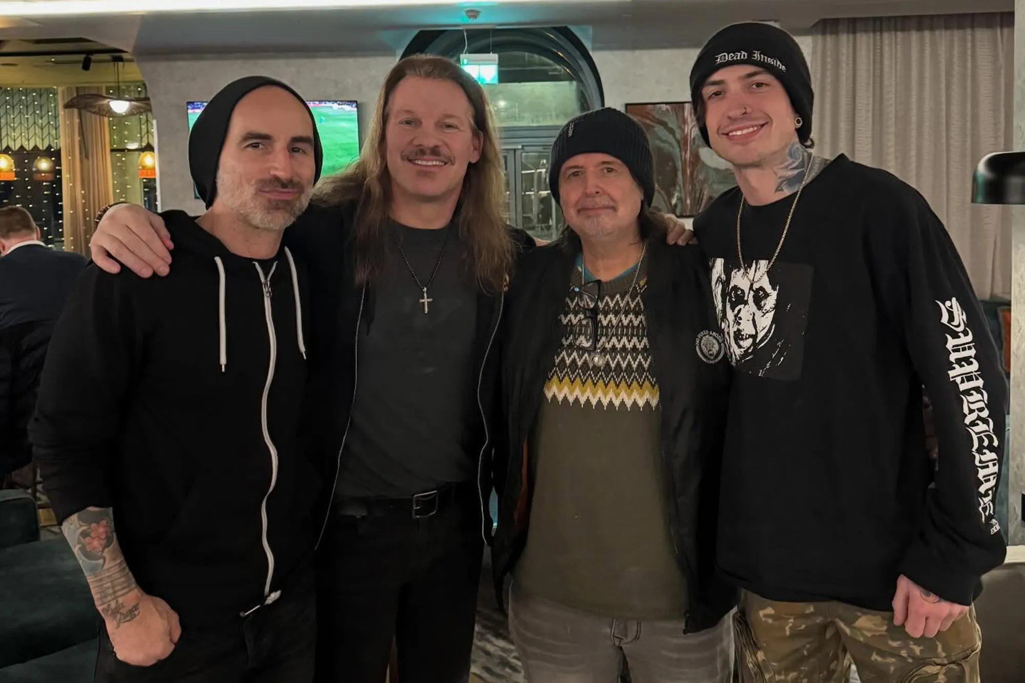 Phil Campbell with Chris Jericho, PJ Farley, and Grant Brooks.