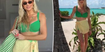 Brittany Aldean shows off green bikini in spring break beach photos with family