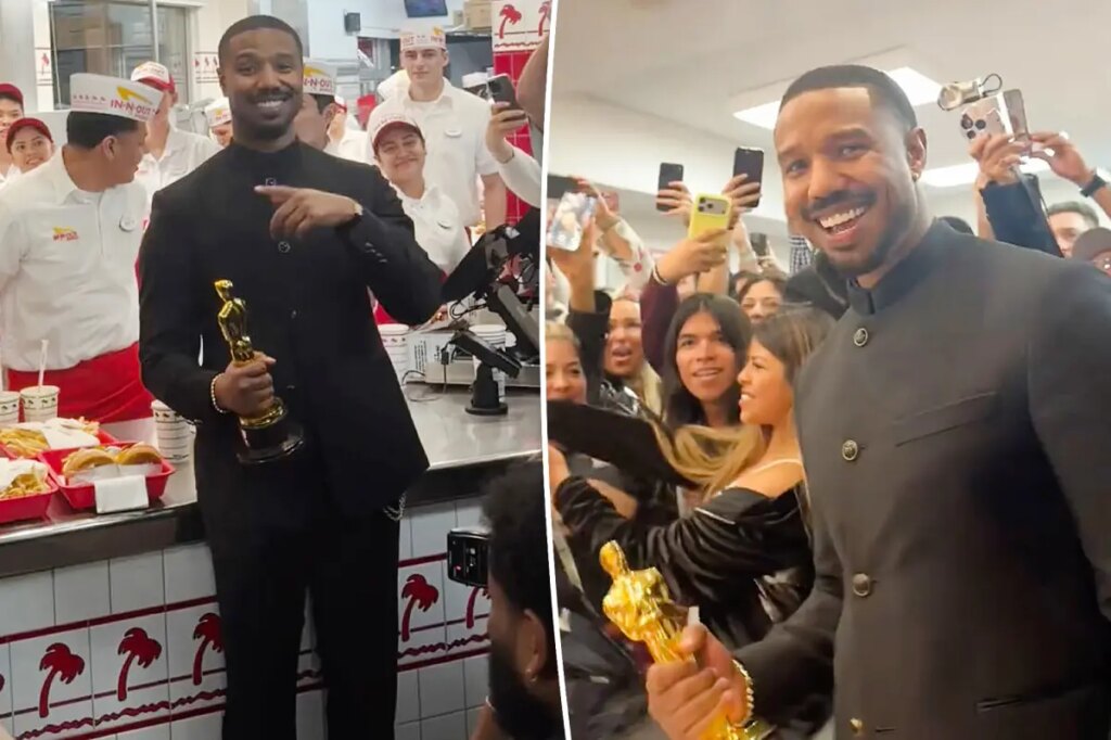 Michael B. Jordan swarmed at In-N-Out as he celebrates Oscars 2026 win