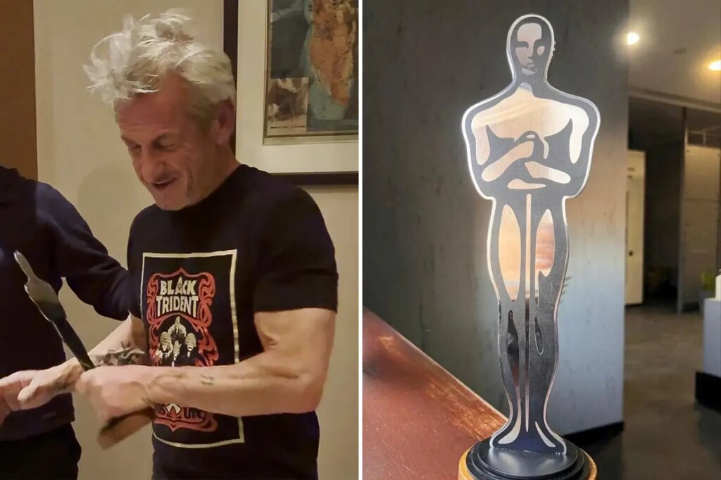 Sean Penn awarded ‘Oscar’ forged from war-damaged train in Ukraine— after skipping ceremony