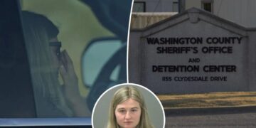 Kendra Duggar seen leaving jail after being charged with husband Joseph in alleged child endangerment case