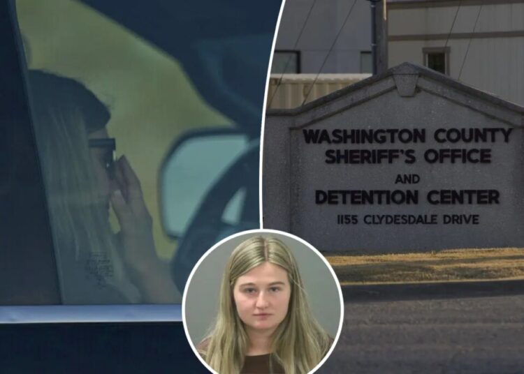 Kendra Duggar seen leaving jail after being charged with husband Joseph in alleged child endangerment case