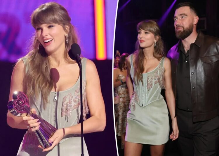Taylor Swift shouts out Travis Kelce at iHeartRadio Music Awards, saying he makes her feel ‘happy and confident and free’