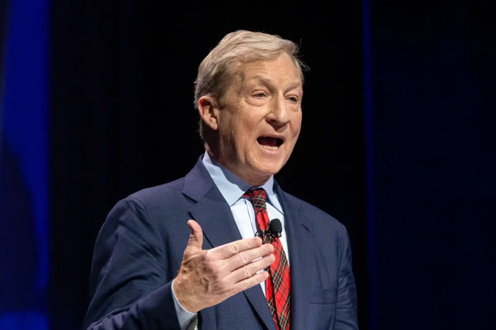 Tom Steyer rails against the rich and dark money — but his history is checkered