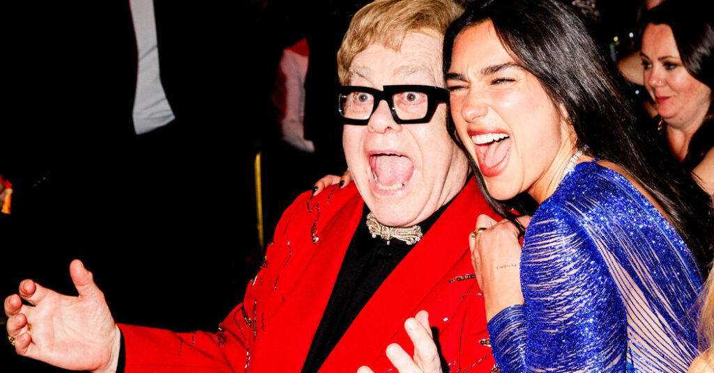 Toasting Oscars Night With Alysa Liu and Dua Lipa Under Elton John’s Giant Tent