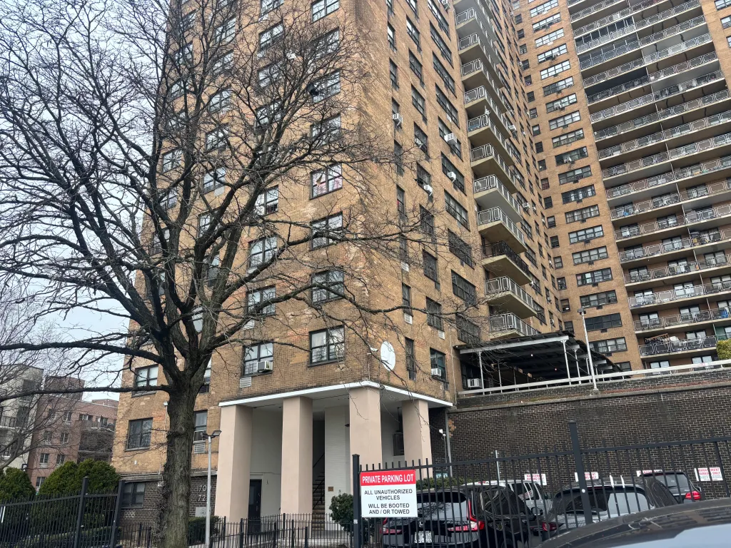 Exterior of a residential building in Crown Heights, Brooklyn, New York, where an elderly woman was fatally stabbed and another injured.