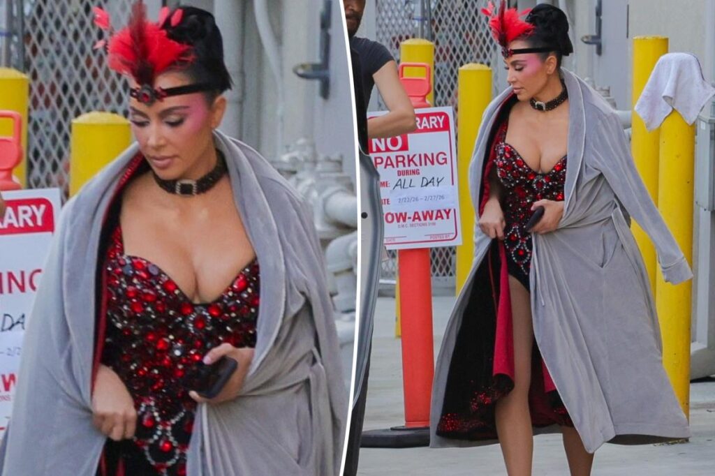 Kim Kardashian fully transforms into Las Vegas showgirl on ‘The Fifth Wheel’ set