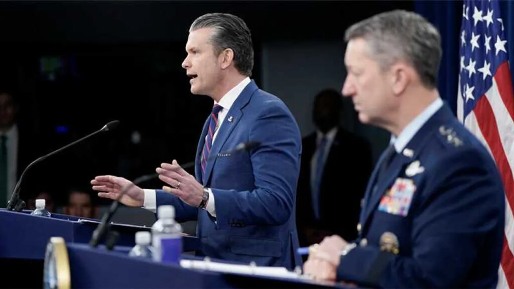 Pete Hegseth snarls at reporter’s ‘gotcha question’ when pressed on Iran war endgame