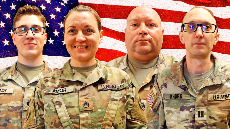 (L to R) Sgt. Declan J. Coady, Sgt. 1st Class Noah L. Tietjens, Sgt. 1st Class Nicole Amor and Capt. Cody Khork were killed March 1, 2026, at the Port of Shuaiba, Kuwait during a drone attack.