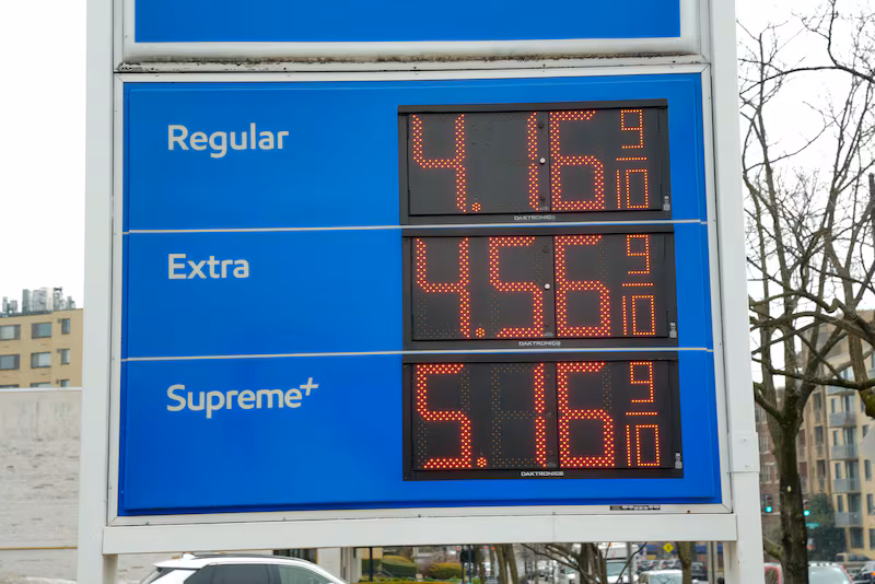 Average gas prices are the highest they have ever been during a Trump presidency. That includes a spike in prices in Washington, D.C., where the above station is located.