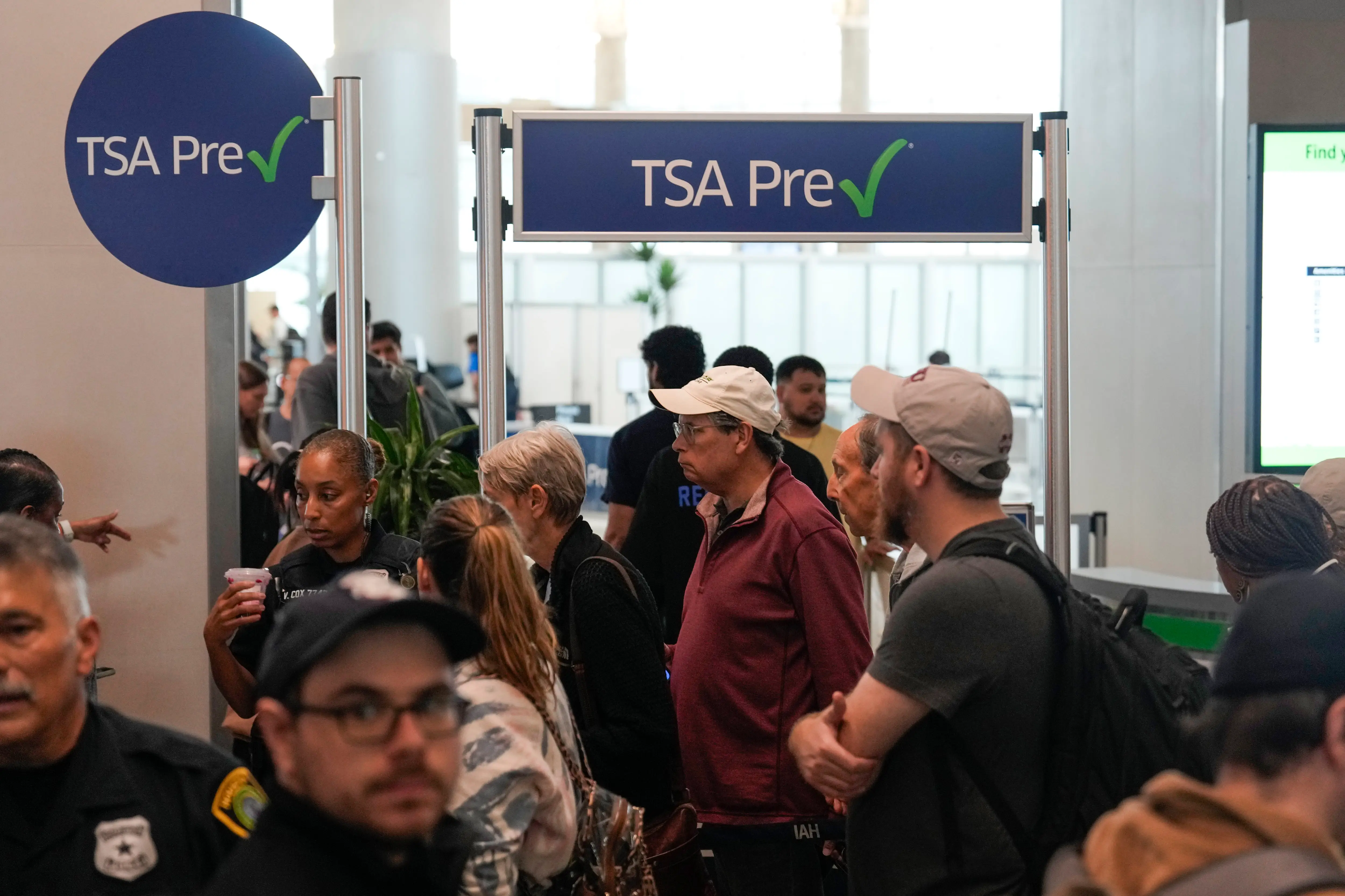 A TSA Precheck sign at William P. Hobby Airport in Houston.