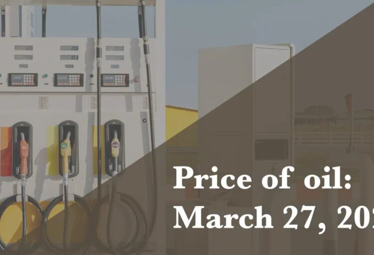 Current price of oil as of March 27, 2026