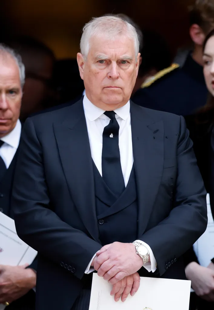 Prince Andrew attends the Requiem Mass service for Katharine, Duchess of Kent, at Westminster Cathedral.