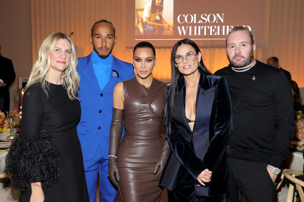 Kristina O’Neill, Lewis Hamilton, Kim Kardashian West, Demi Moore, and Kim Jones attend the WSJ. Magazine 2021 Innovator Awards.