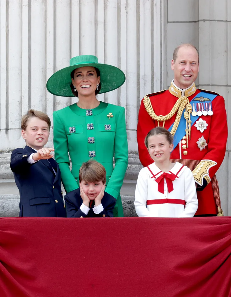 The Prince and Princess of Wales with their three children on the Buckingham Palace balcony during Trooping the Colour.