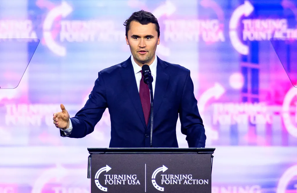 Charlie Kirk speaks at America Fest 2024 in Phoenix, Arizona on Dec. 22, 2024.