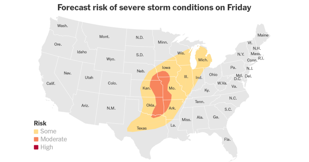 Tornadoes Reported as Severe Storms Slam Central U.S.