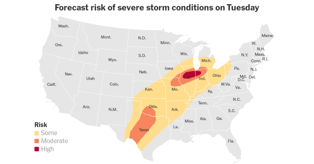 Tornado Watches in Illinois, Texas and Oklahoma as Intense Storms Move In