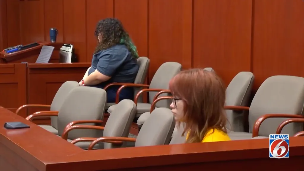 Isabelle Valdez and Lois Lippert in the courtroom.