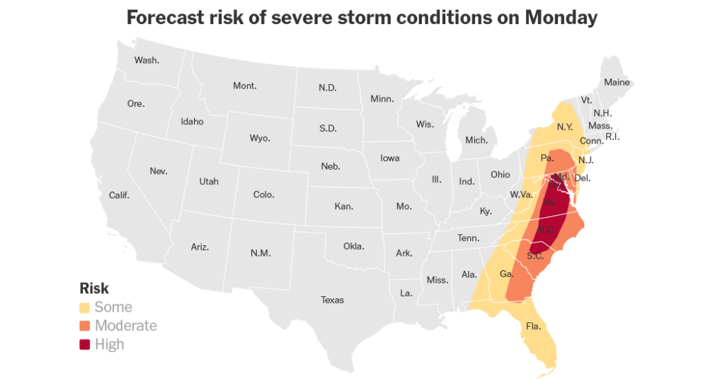 Severe Storms Push Tornado Threat to the East on Monday