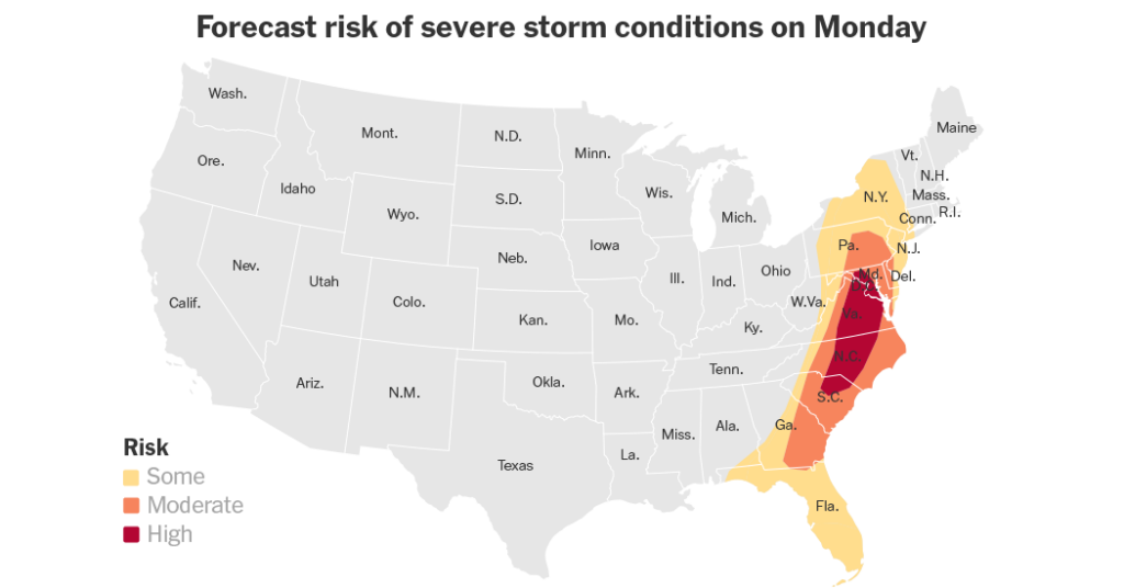 Sprawling Storm System Brings Threat of Tornadoes Across the East Coast