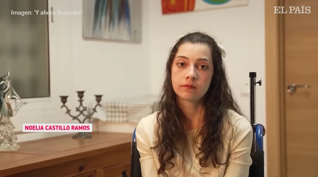 A young woman identified as Noelia Castillo Ramos with dark, wavy hair looks directly at the camera.