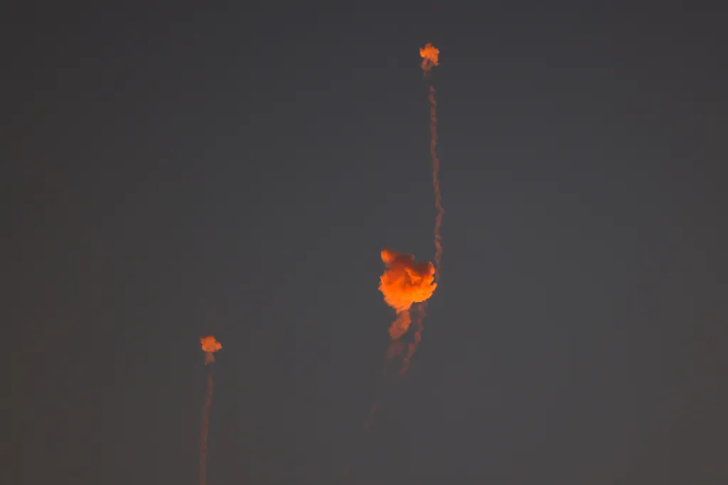 Smoke from an apparent missile interception on February 28, 2026 in Doha, Qatar. 