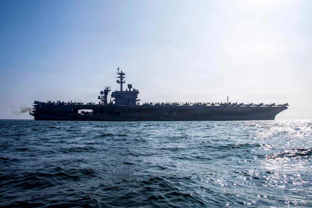 The aircraft carrier USS Abraham Lincoln sailing in the Arabian Sea.
